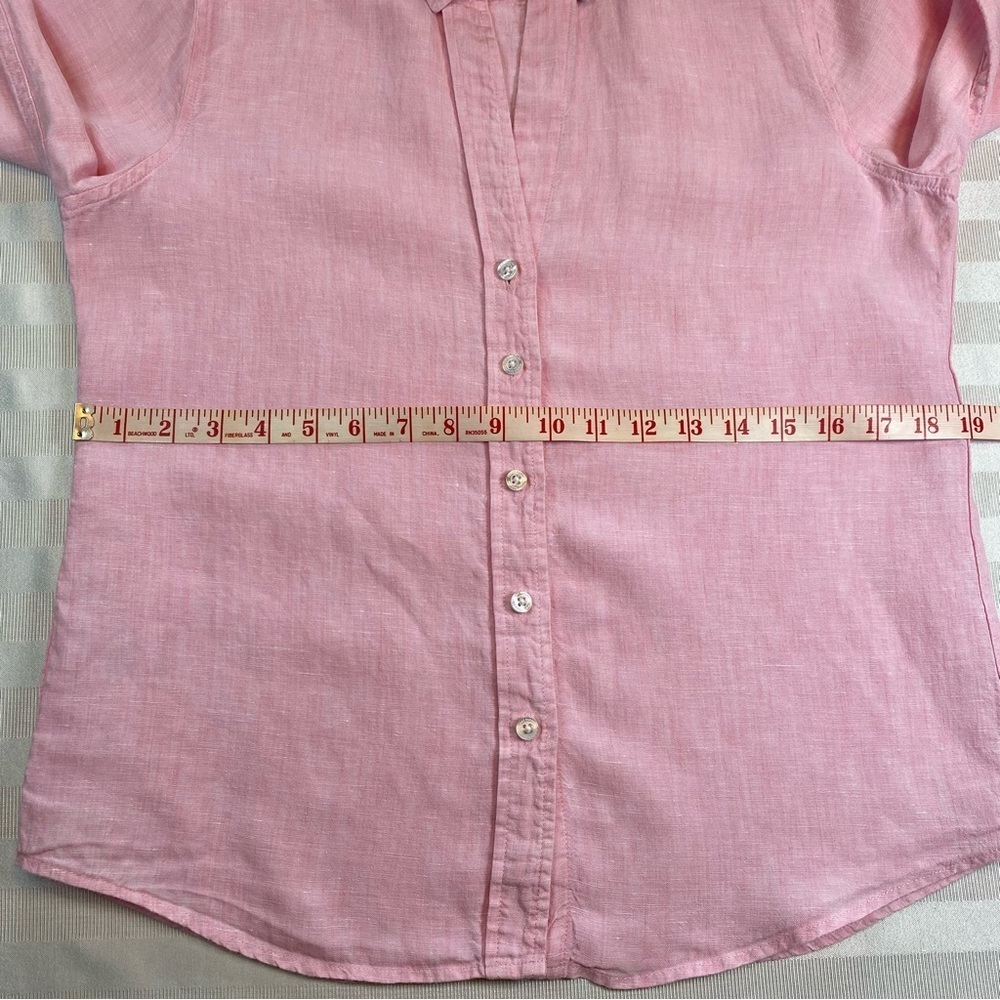 Tommy Bahama 100% Linen Pink Button-Up Shirt Blouse Long Sleeve Sz S/P - Picture 11 of 16